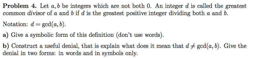 Solved Problem 4. Let a, b be integers which are not both 0. | Chegg.com