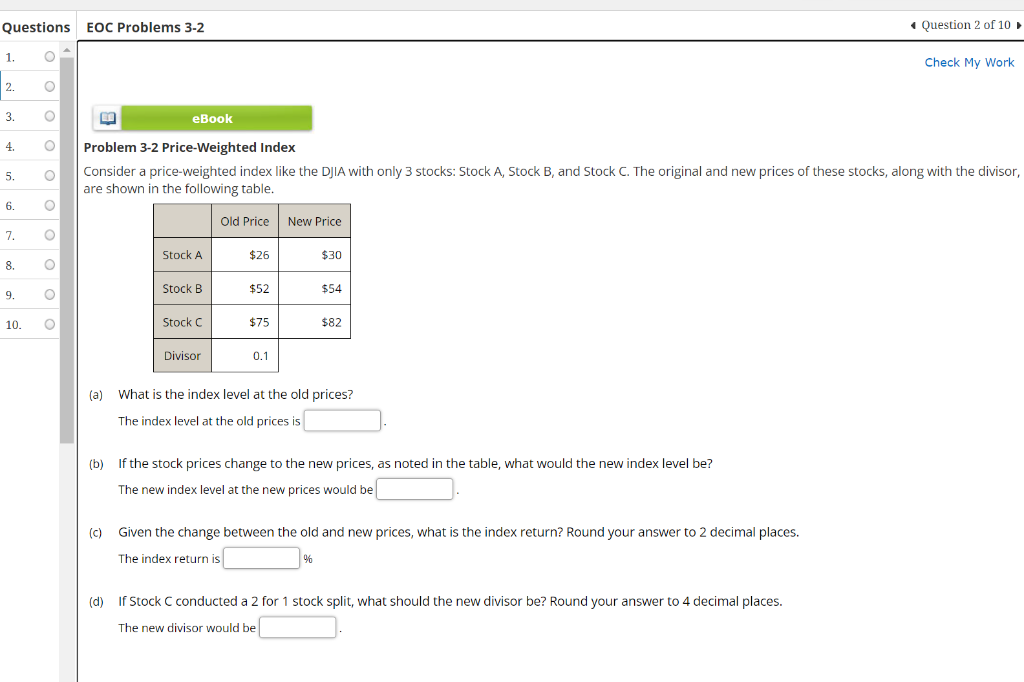 Solved Problem 3-2 Price-Weighted Index Consider A | Chegg.com