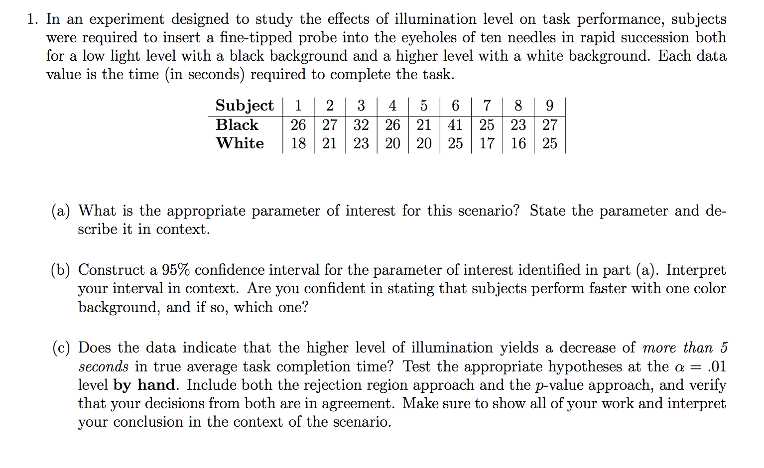 Solved 1. In an experiment designed to study the effects of | Chegg.com