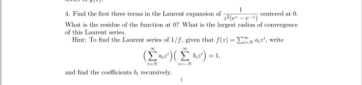 Solved слу). 4. Find the first three terms in the Laurent | Chegg.com