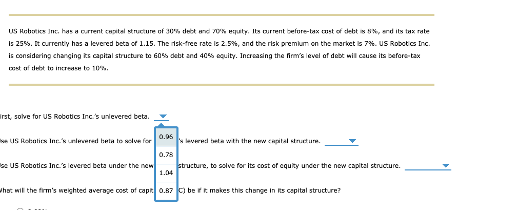 Solved Globex Corp. is an all-equity firm, and it has a beta | Chegg.com