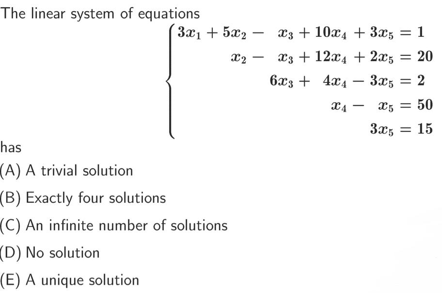 Solved The linear system of equations | Chegg.com