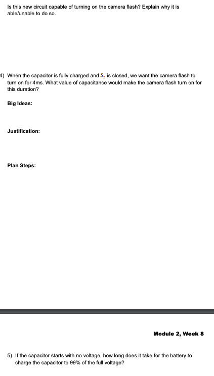 Solved 2) We want to build a circuit that operates a camera | Chegg.com