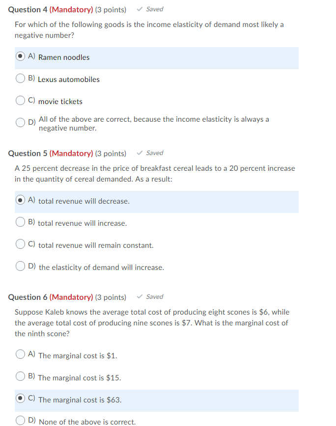 Solved Question 1 (Mandatory) (3 points) Saved If a firm is | Chegg.com