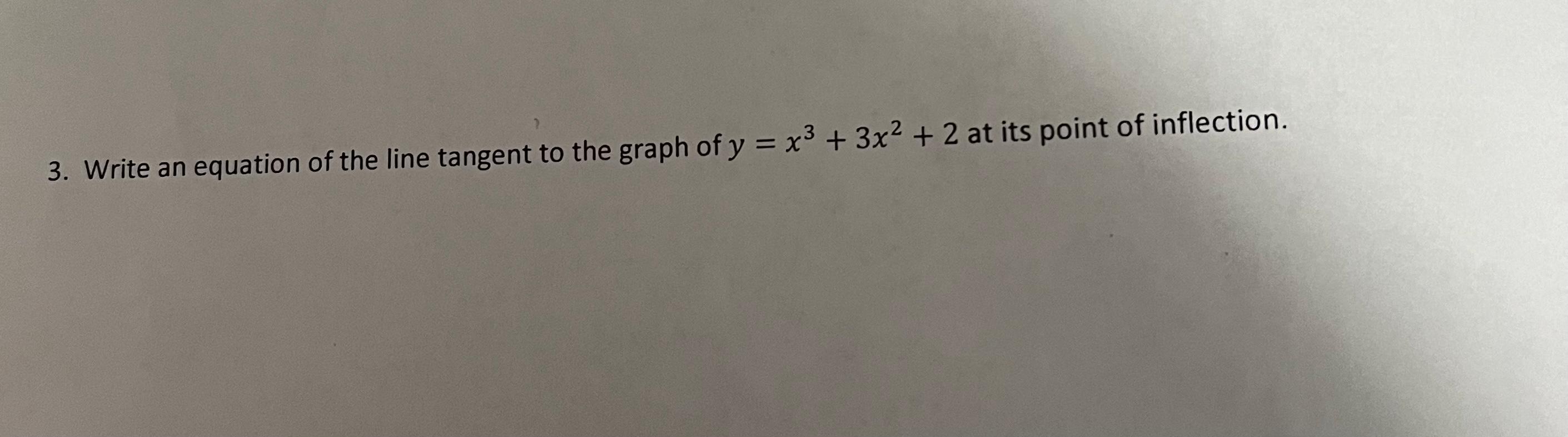 Solved 3. Write an equation of the line tangent to the graph | Chegg.com