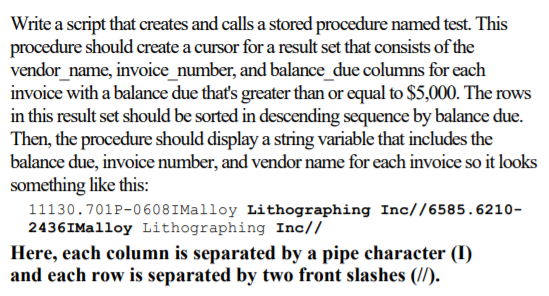 Solved Write a script that creates and calls a stored | Chegg.com