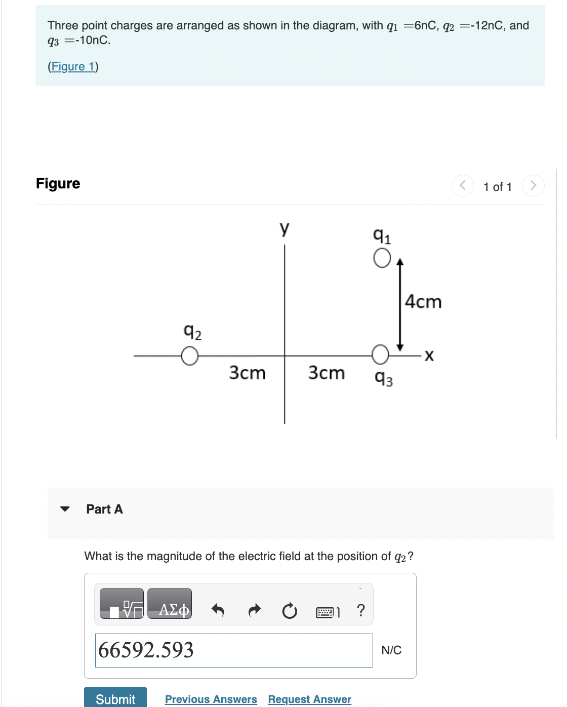 Solved Three point charges are arranged as shown in the | Chegg.com