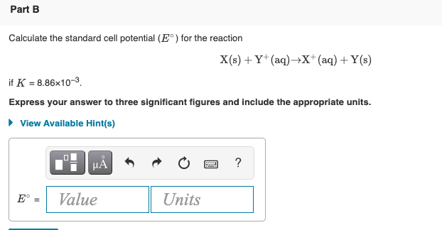 Solved Calculate the standard cell potential (E∘) for the | Chegg.com
