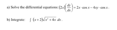 Solved a) Solve the differential equations: | Chegg.com