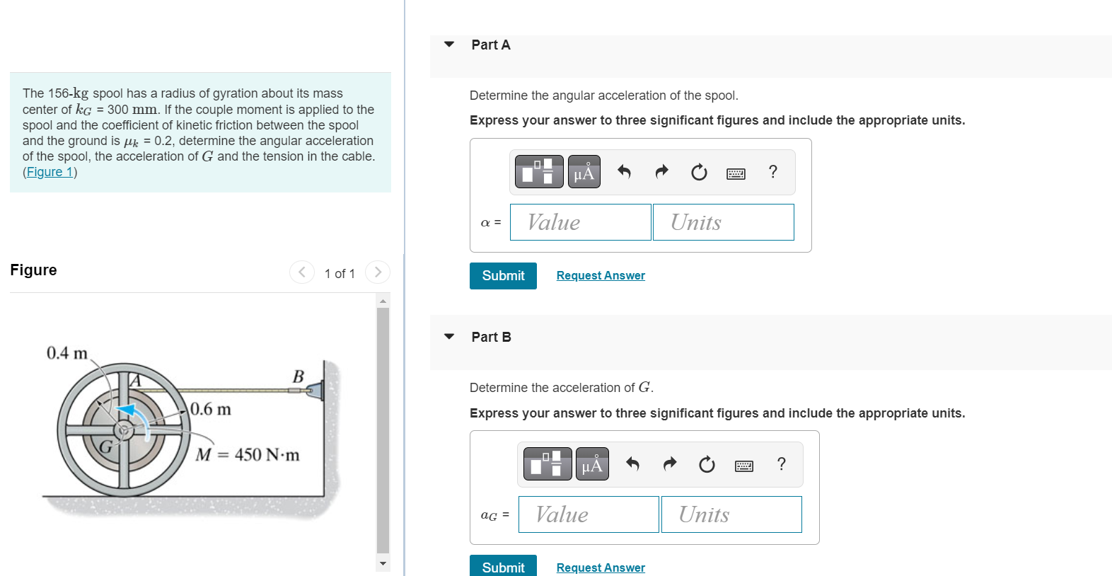 Solved Part A Determine the angular acceleration of the | Chegg.com