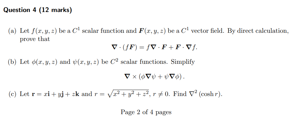 Question 4 12 Marks A Let F X Y Z Be A C1 Sc Chegg Com