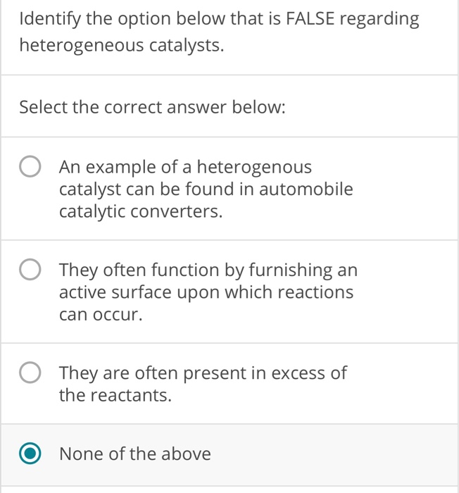 Identify The Option Below That Is False Regarding Chegg Com