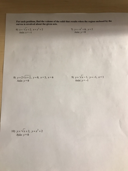 Solved For Each Problem, Find The Volume Of The Solid That | Chegg.com