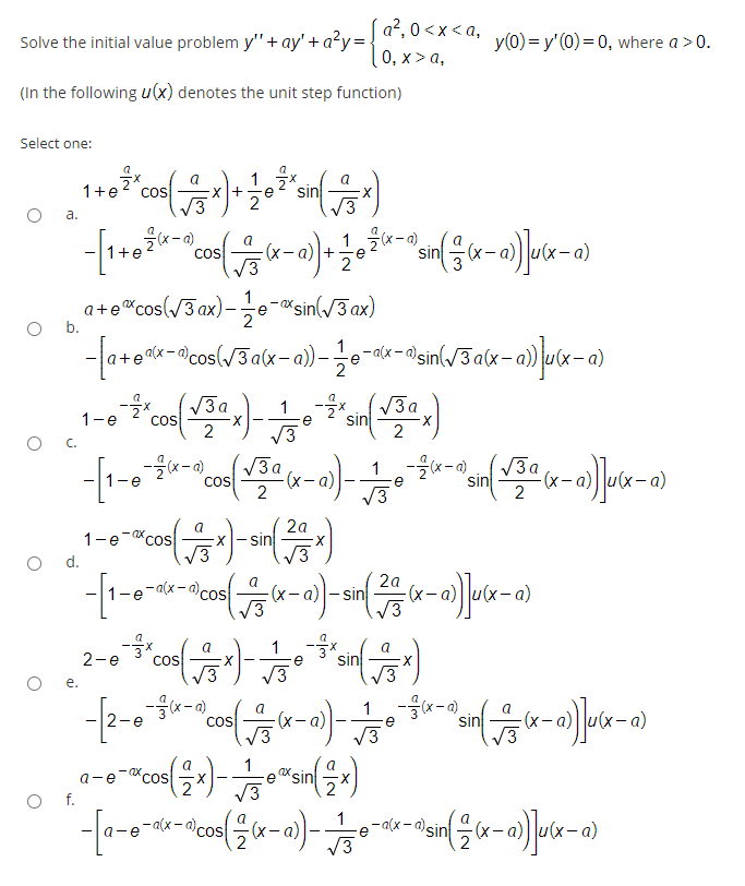 Solved yO=y'O)=0, where a >0. a2,0a, (In the following u(x) | Chegg.com