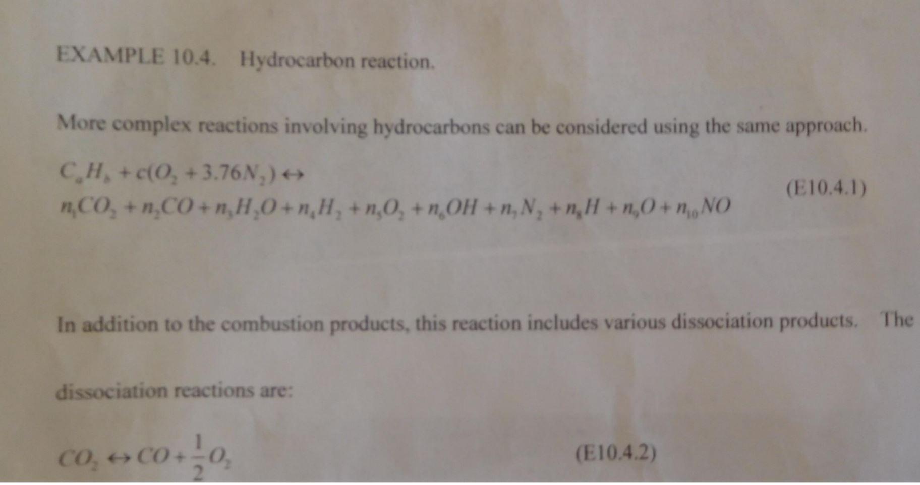 Solved EXAMPLE 10.4. Hydrocarbon reaction. More complex - Chegg.com