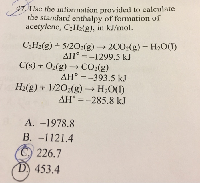 Solved 47, Use the information provided to calculate of the