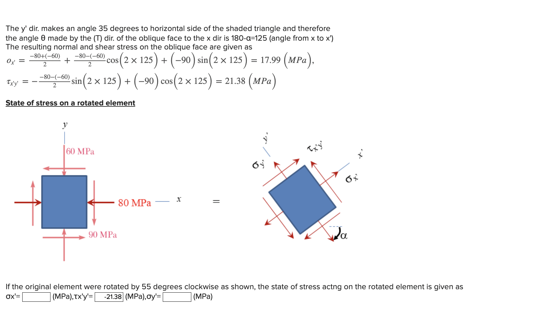 Solved Required information For the state of stress shown in | Chegg.com