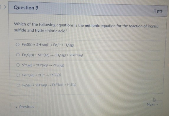 Solved D Question 9 1 pts Which of the following equations | Chegg.com