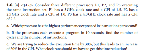 Solved 1.6 [4] Consider three different processors | Chegg.com