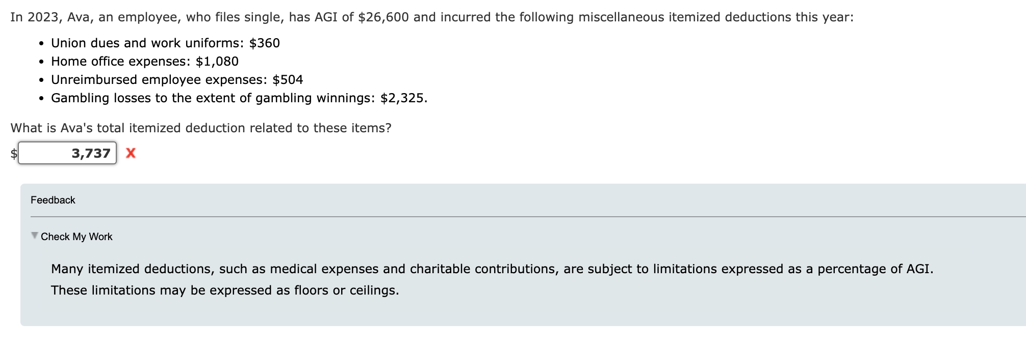 Solved In 2023, Ava, an employee, who files single, has AGI