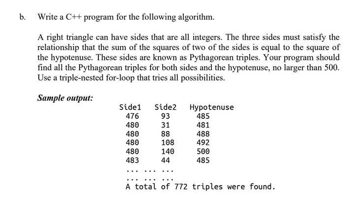 Solved b. Write a C++ program for the following algorithm. A | Chegg.com