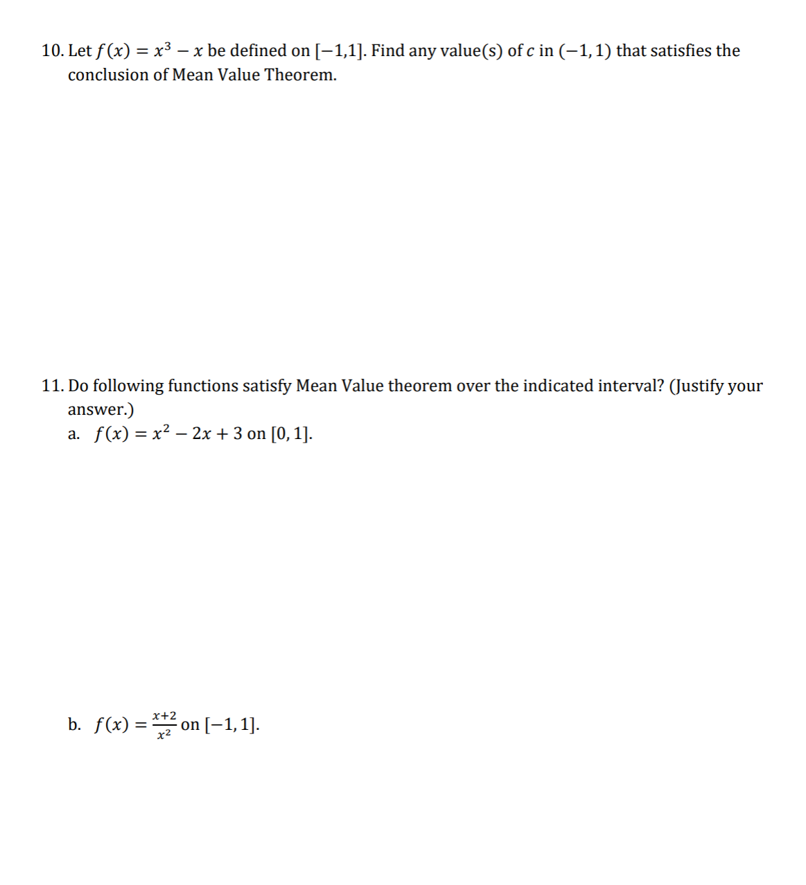 Solved 10 Let F X X3−x Be Defined On [−1 1] Find Any