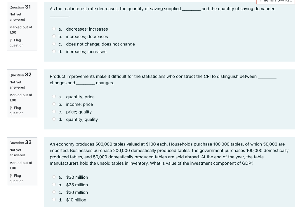 Solved \begin{tabular}{l} Question 31 \\ Not yet \\ answered | Chegg.com
