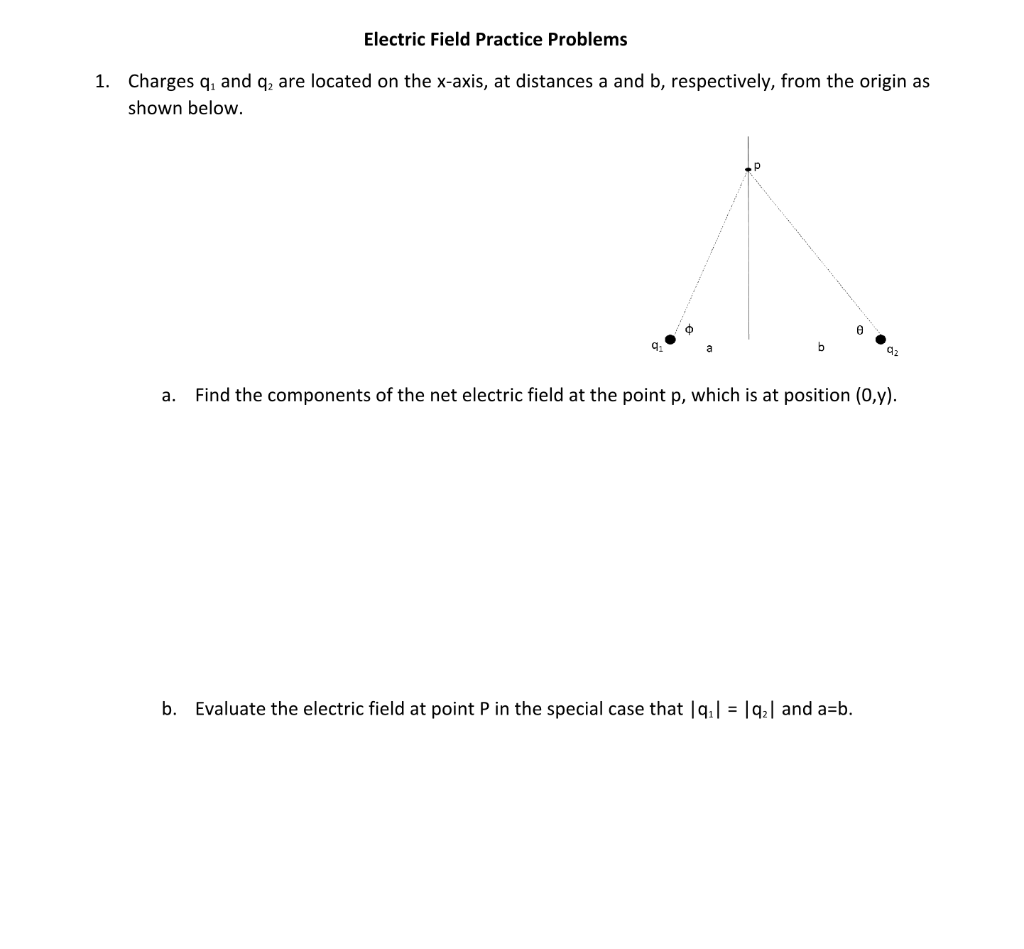 Solved Electric Field Practice Problems 1. Charges Q, And | Chegg.com