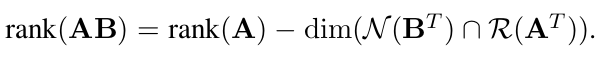 Solved Rank(AB) = Rank(A) – Dim(N(BT) N R(AT)). = Ո | Chegg.com