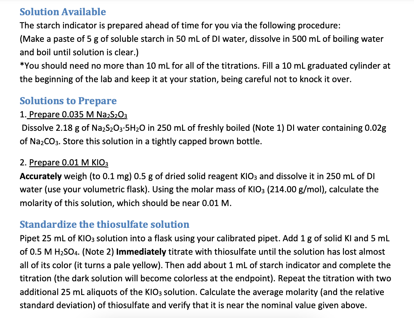 Solved Solution Available The starch indicator is prepared