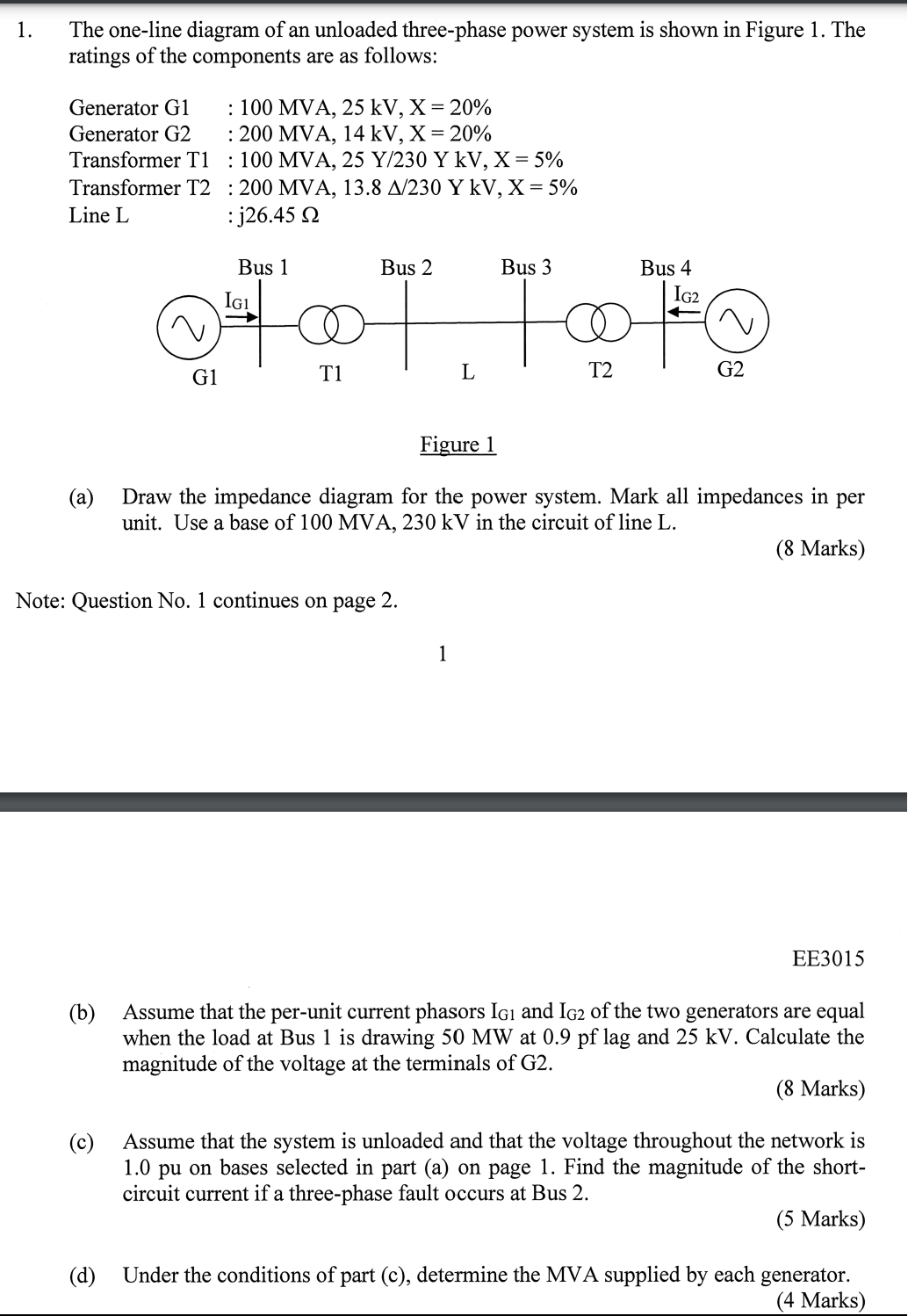 Solved 1. The one-line diagram of an unloaded three-phase | Chegg.com