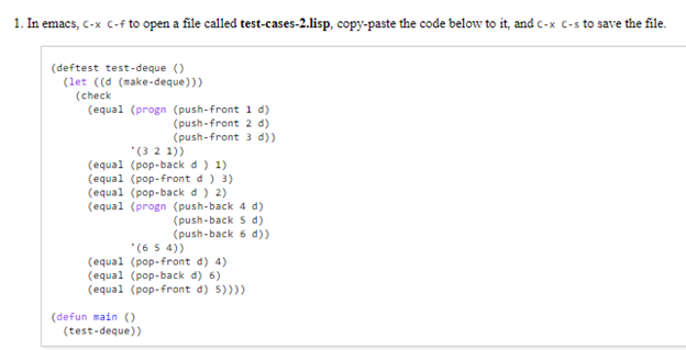 1. In emacs, C-* c-f to open a file called | Chegg.com