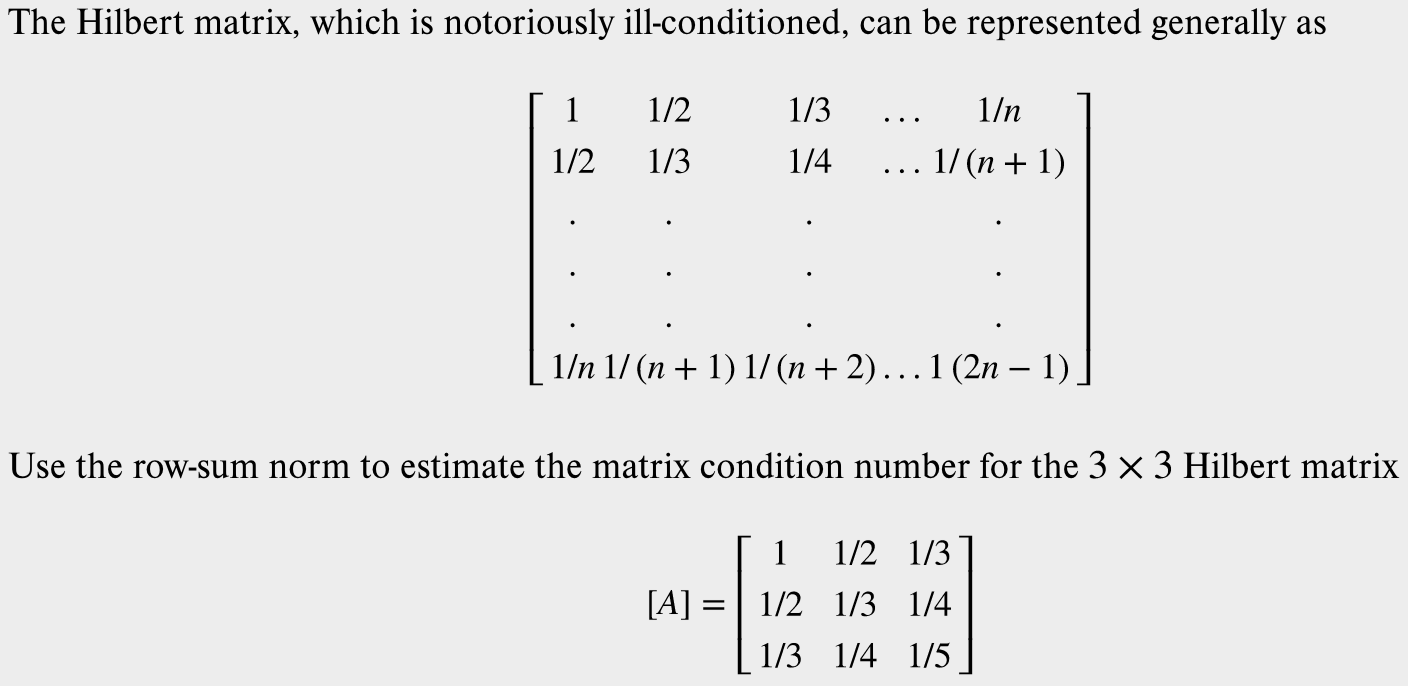 Solved The Hilbert matrix, which is notoriously