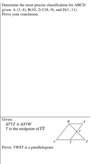 Solved Determine the most precise classification for ABCD | Chegg.com