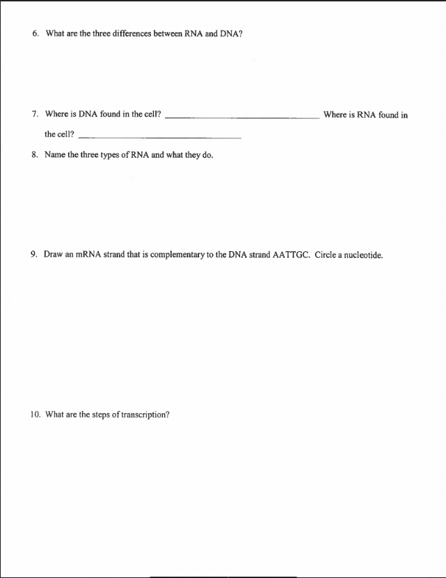 Solved 6 What Are The Three Differences Between Rna And Chegg