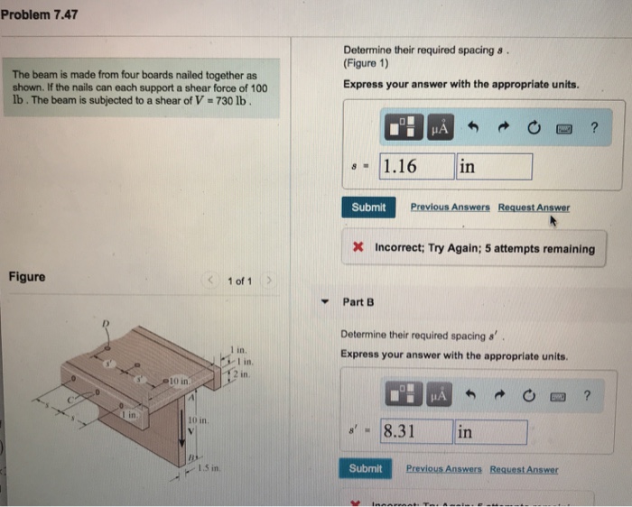 Solved The Beam Is Made From Four Boards Nailed Together As | Chegg.com