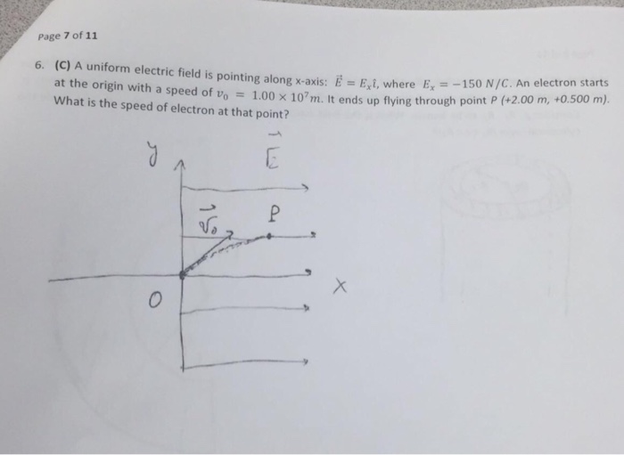 Solved A Uniform Electric Field Is Pointing Along X Axis E