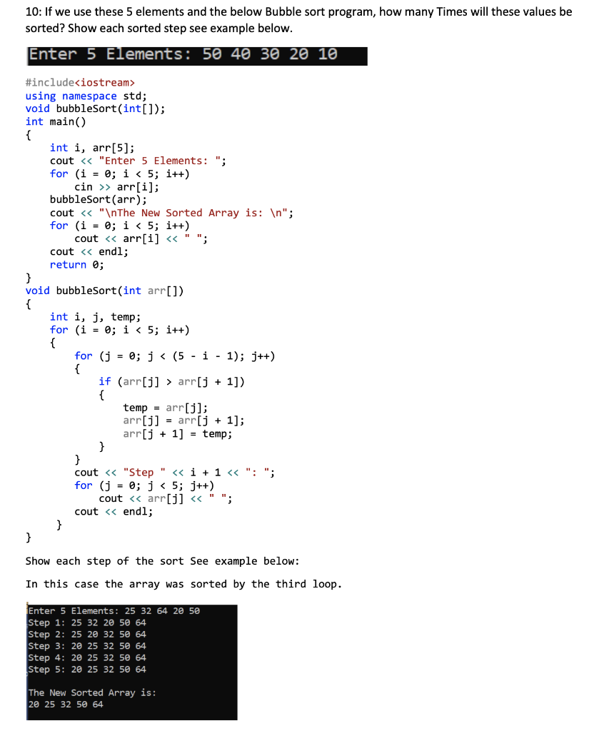 Solved 10: If we use these 5 elements and the below Bubble | Chegg.com