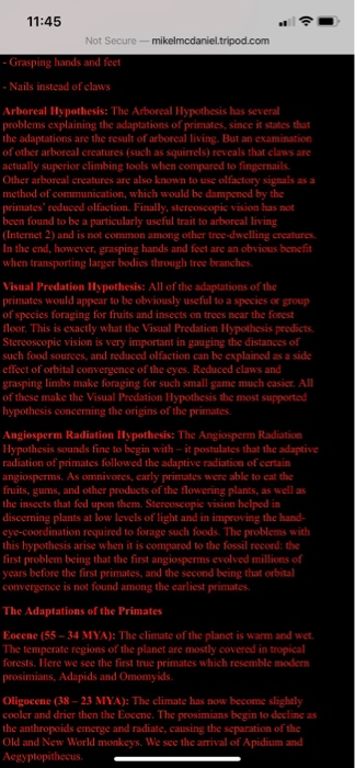 define visual predation hypothesis