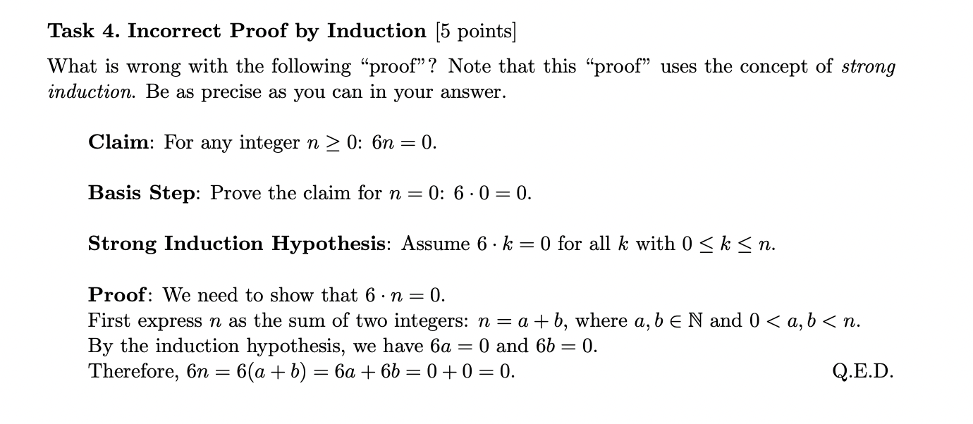 Solved Task 4. Incorrect Proof By Induction [5 Points] What | Chegg.com