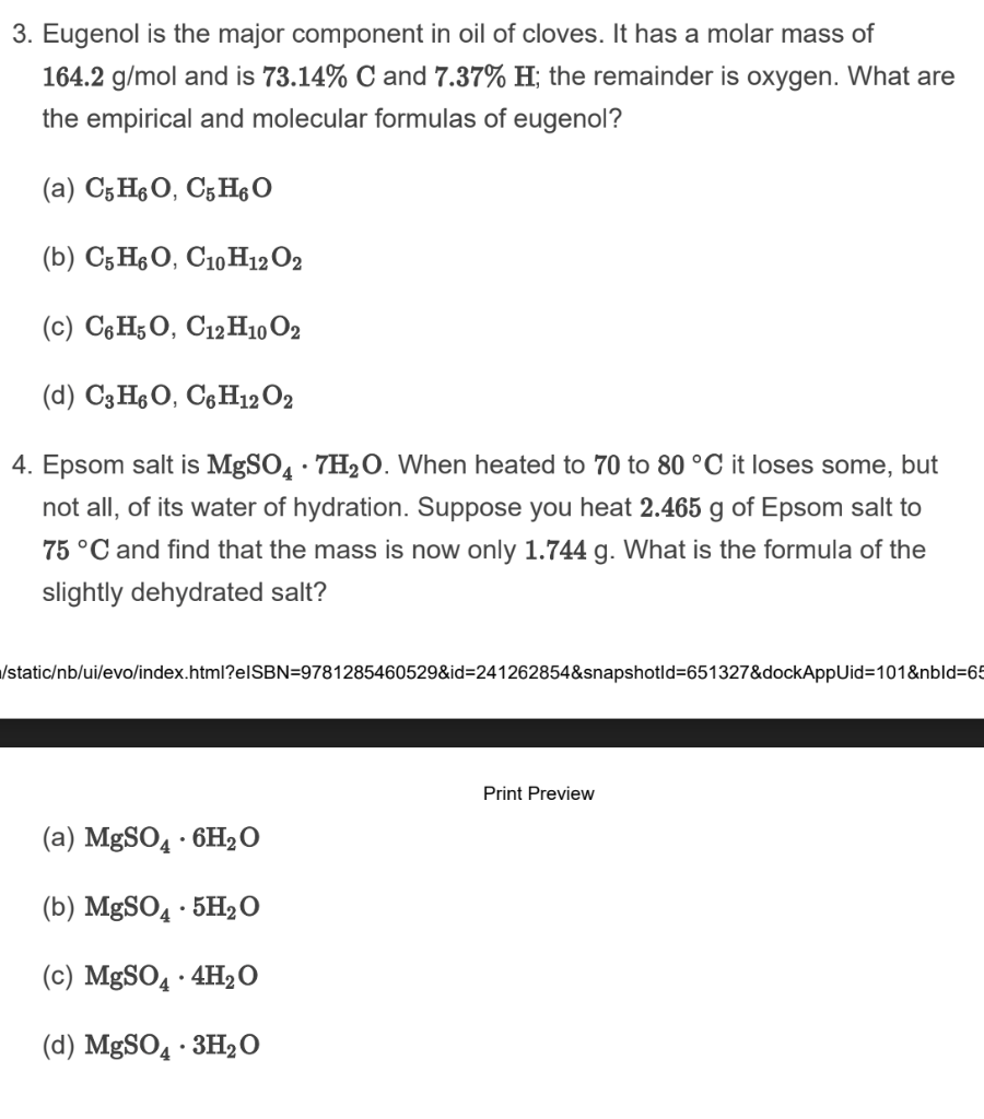 Solved 3. Eugenol is the major component in oil of cloves.