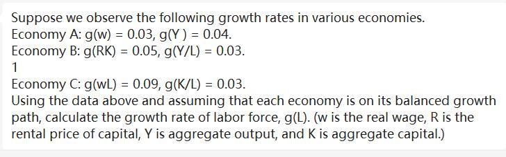 Solved Suppose we observe the following growth rates in | Chegg.com