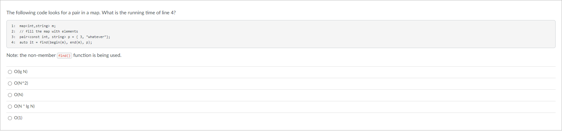 Solved The following code looks for a pair in a map. What is | Chegg.com