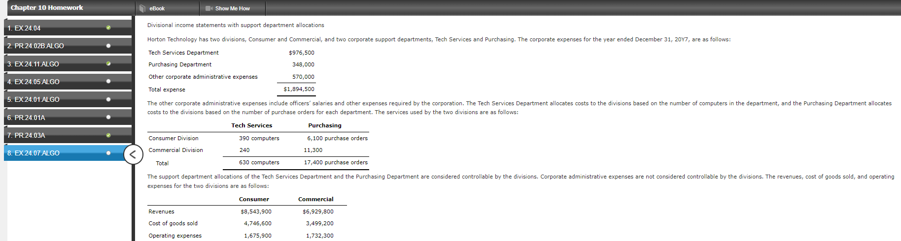 Solved Divisional income statements with support department | Chegg.com