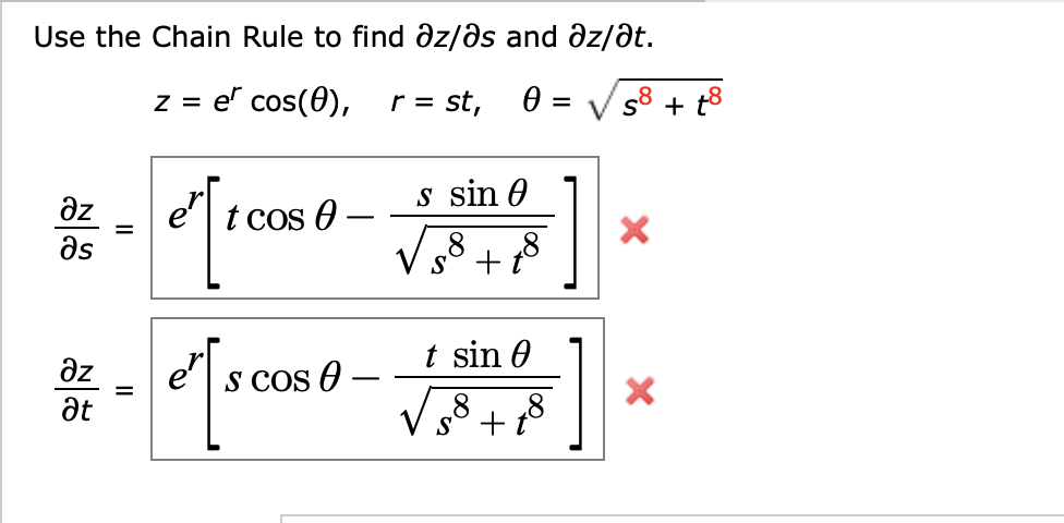 Solved Use The Chain Rule To Find Az As And Az At Z E Chegg Com