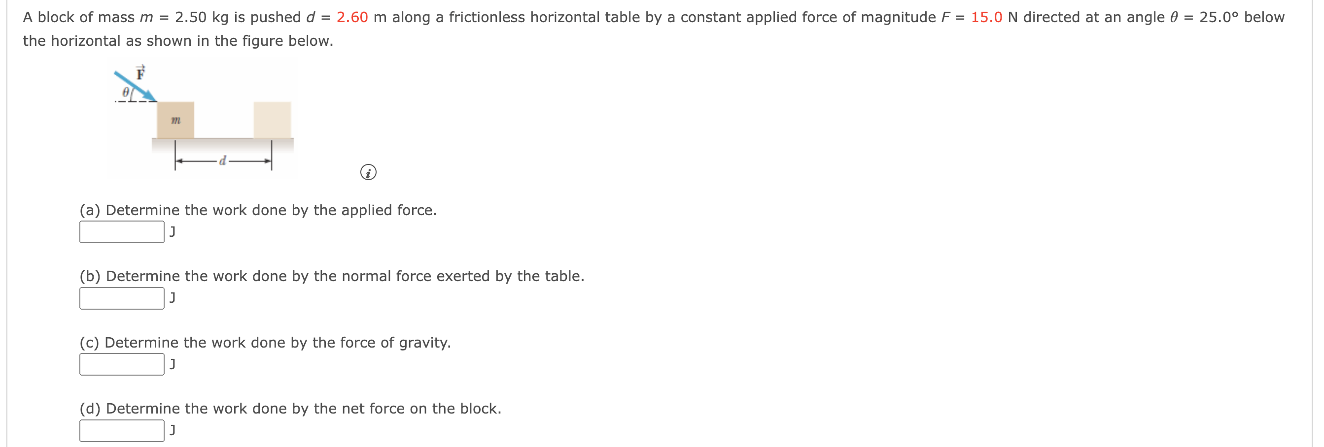 Solved A Block Of Mass M=2.50 Kg Is Pushed D=2.60 M Along A | Chegg.com