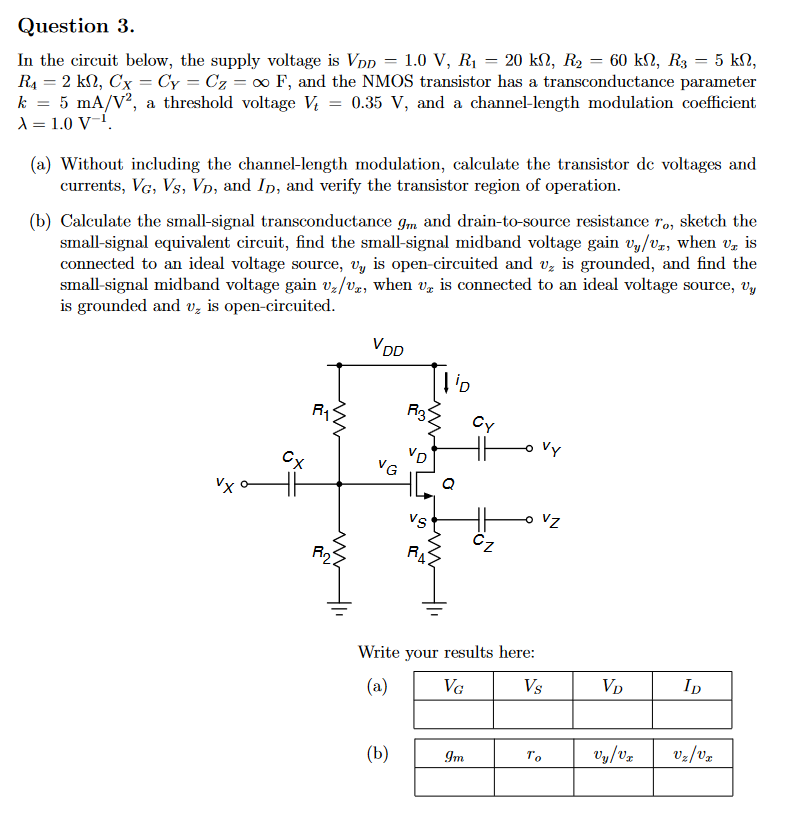 Solved n the circuit below, the supply voltage is VDD=0.8 | Chegg.com