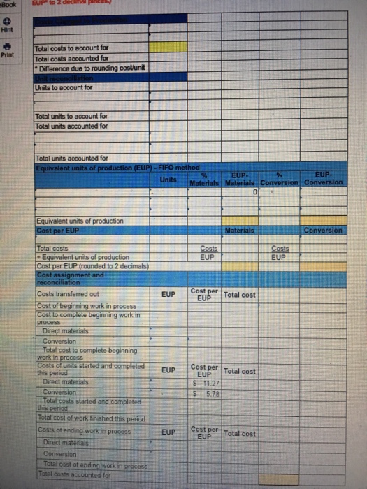 Solved The following partially completed process cost | Chegg.com