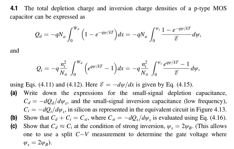 Solved 4.1 The total depletion charge and inversion charge | Chegg.com