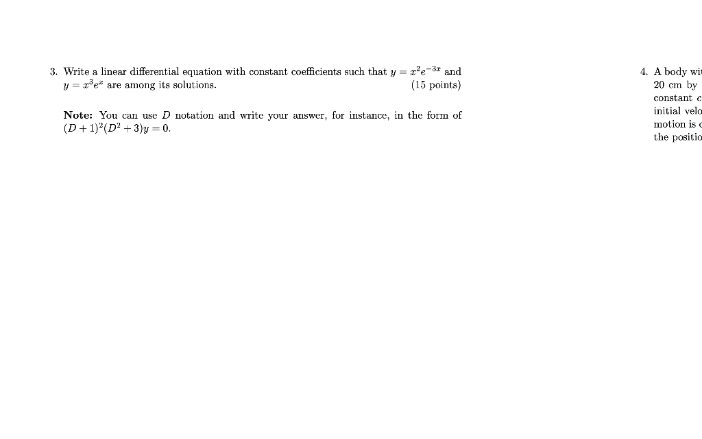 Solved 3. Write a linear differential equation with constant | Chegg.com